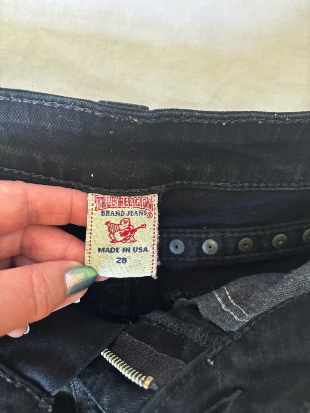 True Religion Black Low Rise Cut Off Shorts size 28 ~ USA! - Picture 3 of 4